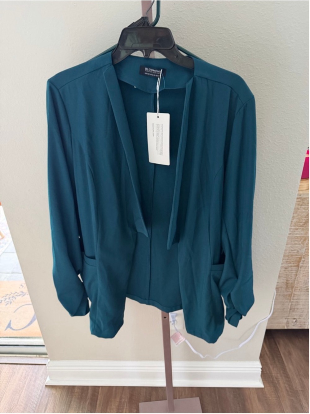 BLOOMCHIC Teal Open Front Blazer Plus Size 18